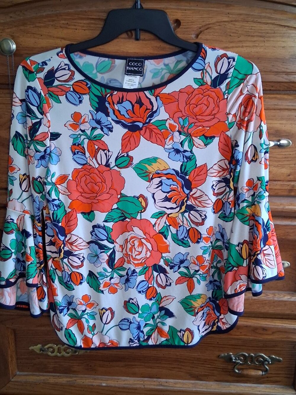 Coco Bianco colorful bell sleeve top blouse